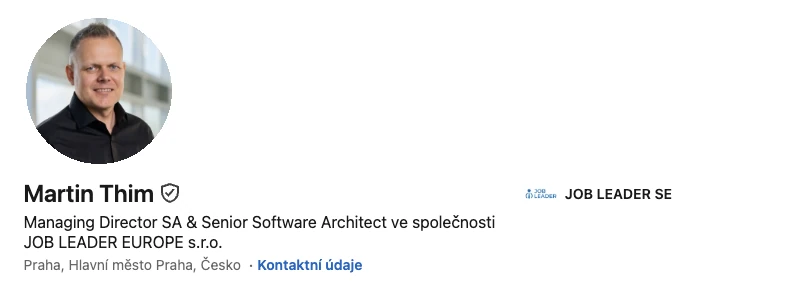 Profil na LinkedInu: Martin Thim, Managing Director SA a Senior Software Architect